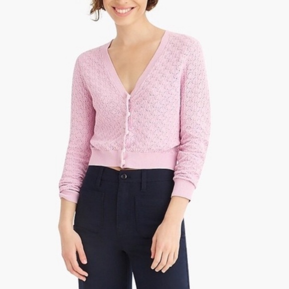 J Crew V neck Pointelle Cardigan Sweater - Picture 4 of 10